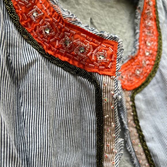 Free People boho stripe beaded oriental inspired jacket - Picture 2 of 10